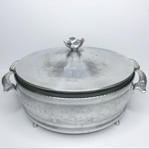 Vintage Pyrex Hammered Aluminum Glass Casserole